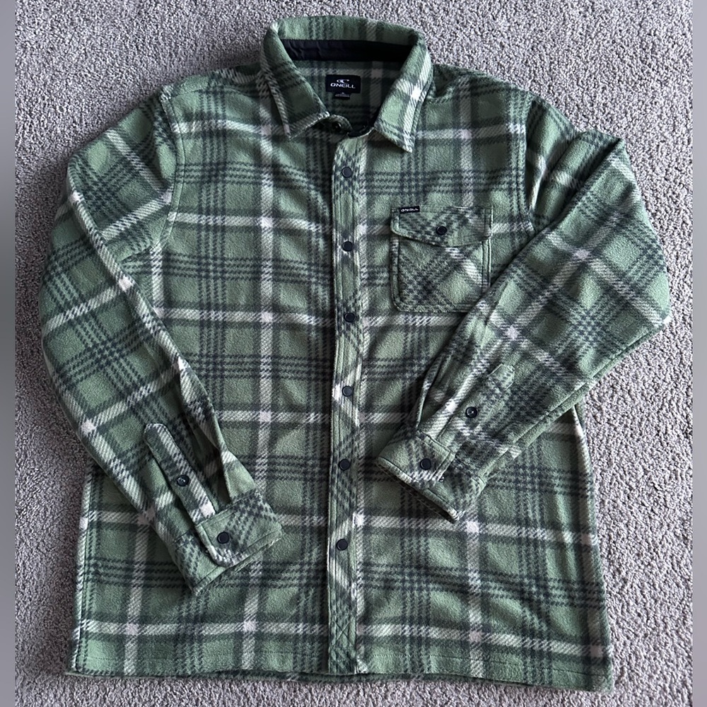 New O'neill Super Fleece Long Sleeve Shirt‎ Snap Front Mens Medium Icecap